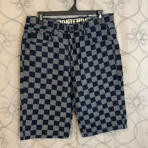 New Contender Men's  Denim Checkered Shorts Size 32 Indigo Blue